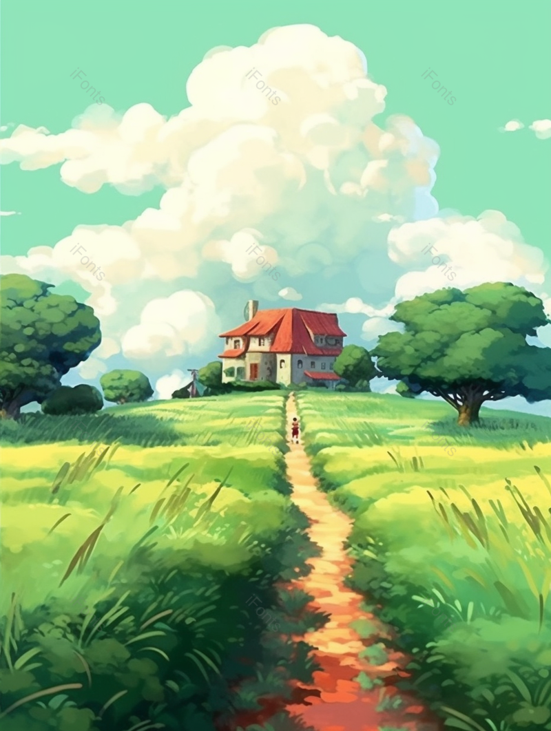 乡野小屋手绘插画背景,插画/手绘图,插画/手绘图库,插画/手绘图下载,插画/手绘